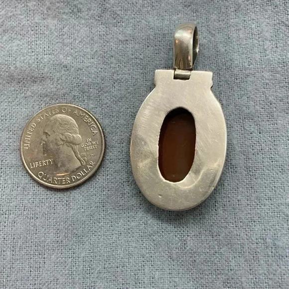 Sterling silver and carnelian pendant - Picture 2 of 5